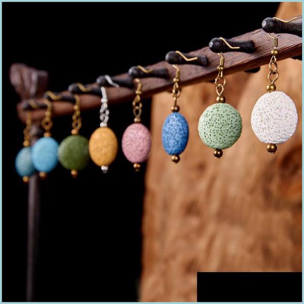 

charm bronze retro lava stone charms earrings diy essential oil diffuser jewelry women volcanic beads earring drop delivery 2022 dhhy7, Golden