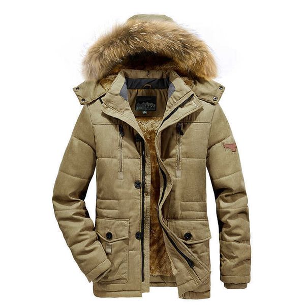 

winter cotton padded jacket mens 2022 loose down hooded plush men, Black