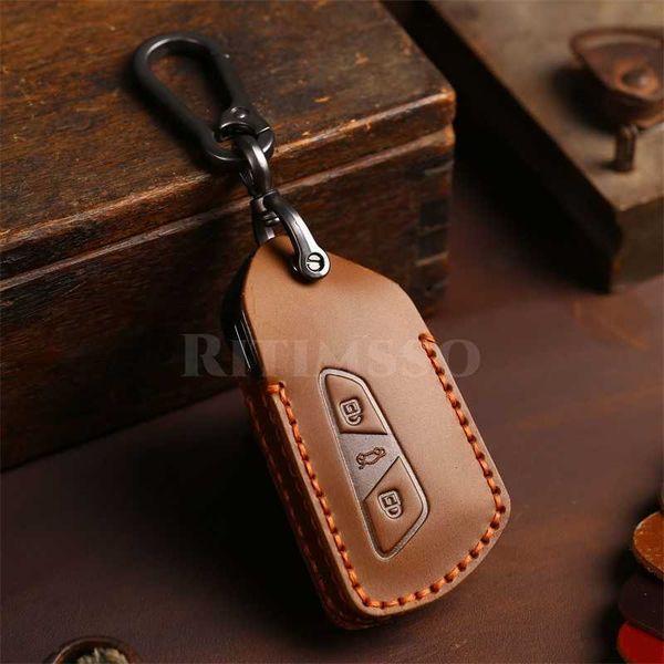 

handmade leather car protector case for vw golf 8 mk8 id4 id 4 accessories 2020 2021 2022 key cover, Slivery;golden