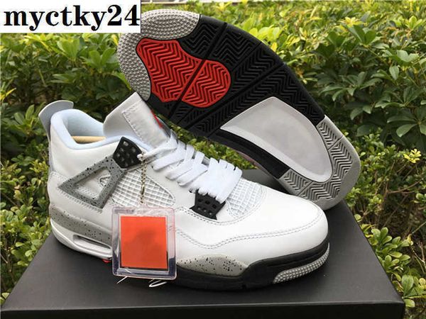 

jumpman 4 4s black white cement mens basketball shoes white-black tech gray sports shoe with box size 40--46
