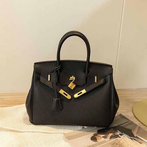 

designer birkins bags herme handbags leather lychee pattern womens 2022 new fashion large capacity hand single shoulder crossbody bag have l