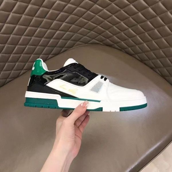 

designer fashion trainer sneaker intage casual shoes virgils alligator-embossed black grey brown white green calf leather french ablohs mens, Red;white