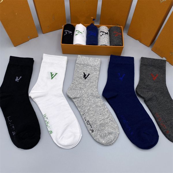 

men's socks women cotton soft letter pattern comfortable mid tube hip hop style breathable basketball, Black