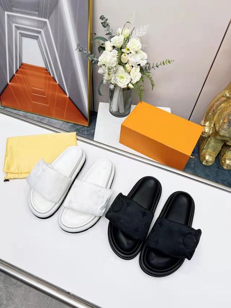 

brand designer slippers summer outdoor sandals beach slippers women's home shoes straight line slipperss men's and women'ss l, Black
