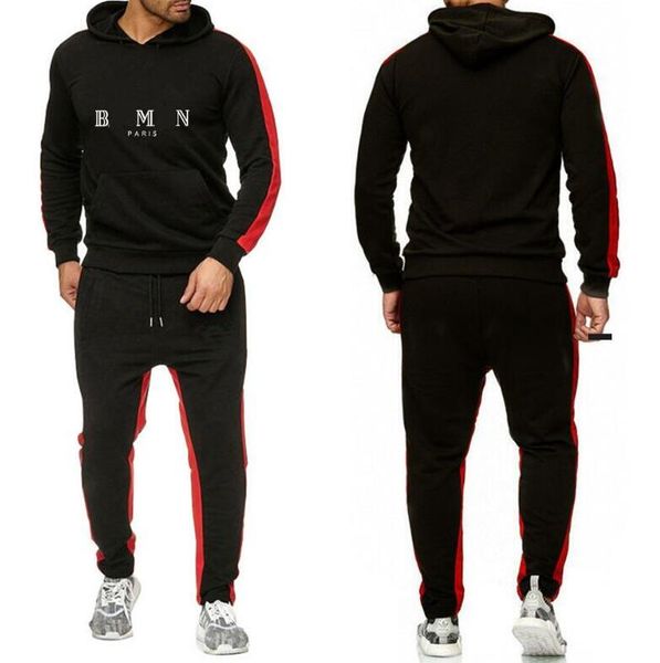 

new designer tracksuit fashion men 's sportswear patchwork color large size sweatshirt men sports hoodies and sweatpants casual long-sl, Gray