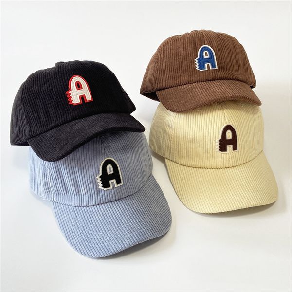 

hat female spring stripe corduroy baseball hat male korean version suture a letter simple student street cap, Blue;gray