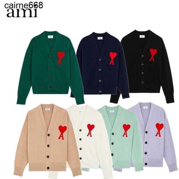 

women's sweaters amis macaron cardigan sweater designer love letter fashion brand loose couple, White;black