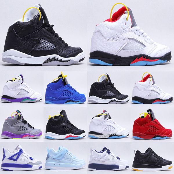 

kids basketball shoes white v 5 5s black sneakers grape trainer fresh prince international flight belair cement children boy girls shoe size