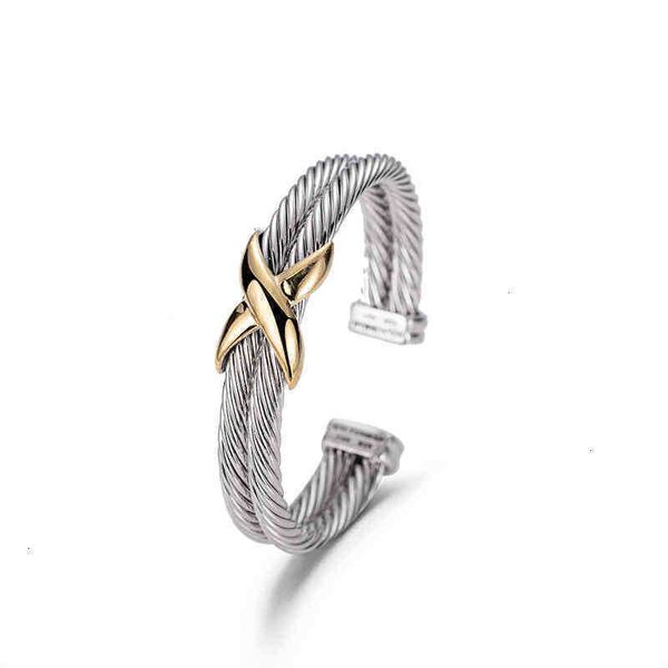 

Bracelet Dy Double Twisted Wire Cross Women Fashion Trend Platinum Plated Color Hemp x Bracelet Ring Opening Jewelry 7MM esigner charm jewelry Christmas Gift