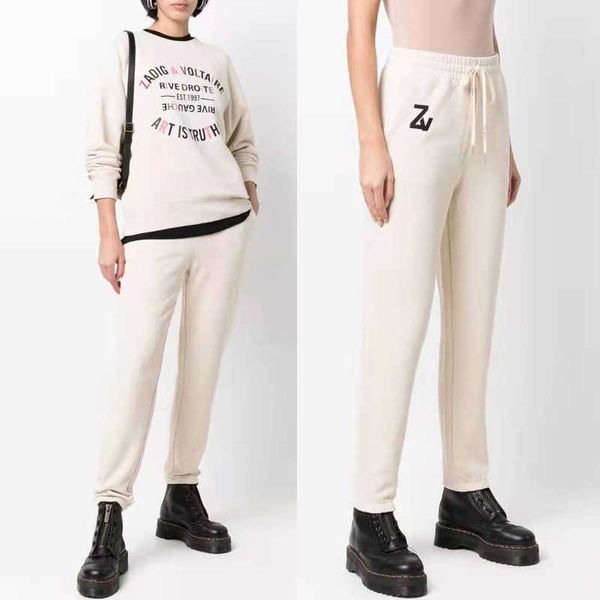 

zv women designer sport pants print elastic waist drawstring inner fleece straight pants, Black;white