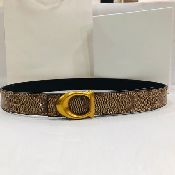 

woman belt genuine leather belts cowskin width 3cm classic gold buckle letters design man woman 2 color, Black;brown