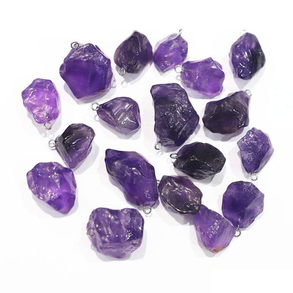 

charms natural stone irregar amethyst pendant reiki charm diy necklace fashion making jewelry accessories wholesale drop delivery 20 dht4b, Bronze;silver