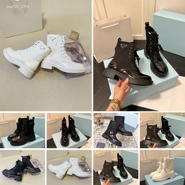 

boots black ankle biker chunky platform flats combat low heel lace-up booties leather buckle women luxury designers shoes factory footwear