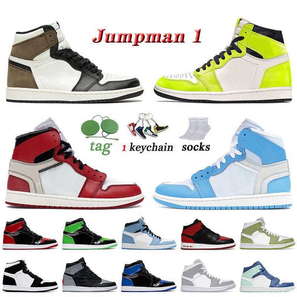 

dr shoes retro j1 fashion luxury jumpman 1 basketball 1s dark mocha visionaire offs chicago university blue white women mens trainers sports, Black