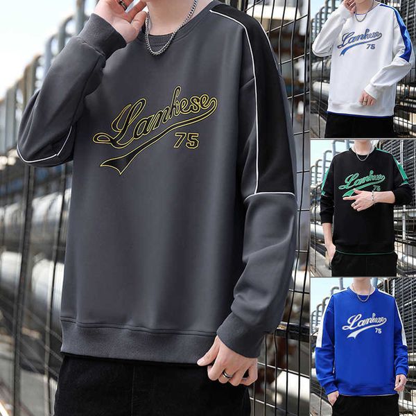 

round neck sweater men's autumn 2022 new two-piece long sleeve fashion brand clothes, Black