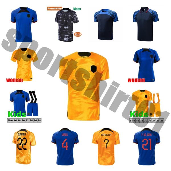 

2022 netherlands memphis soccer jerseys holland virgil de jong ligt wijnaldum 22 23 van de beek football shirts blind bergwijn promes stroot, Black