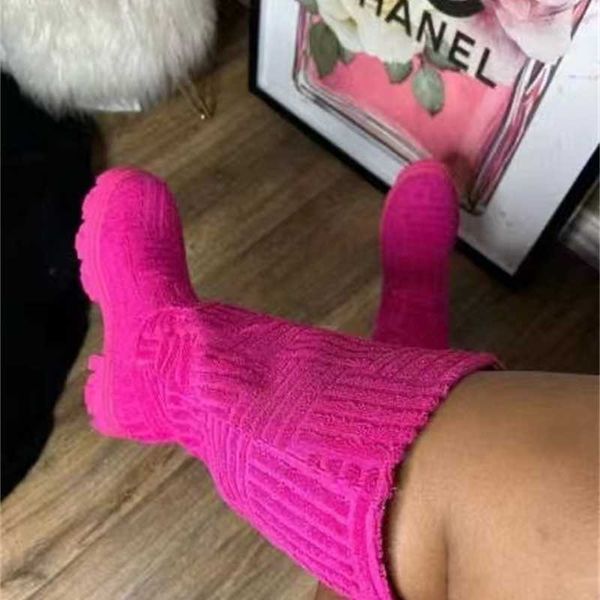 

retail designer women towel boots thick soled thick heel warm boots motorcycle flat bottom shoes, Black