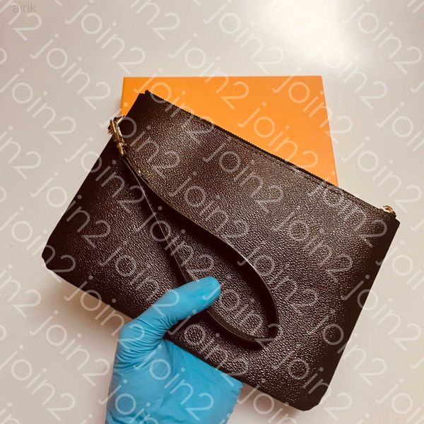 

clutch bag fashion womens daily wristlet cell phone bag clutch brown waterproof checkered canvas m63447 size 9.2 x 3.2 x 0.2