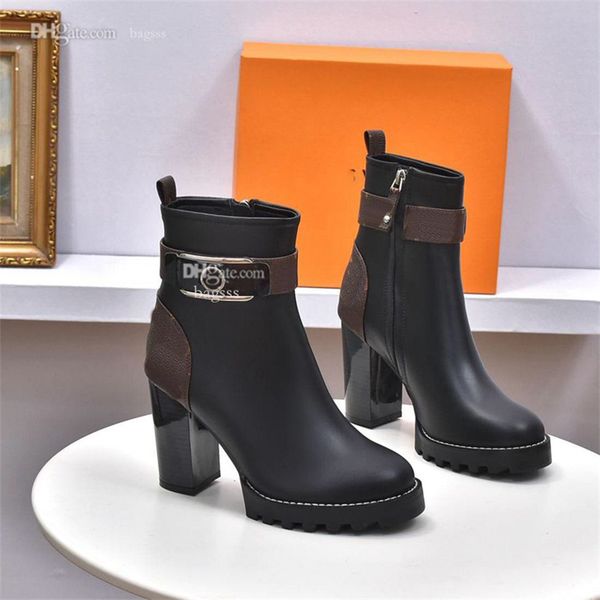 

designer women high heel boots fashion louiseity ankle booties woman platform leather boot luxury winter viutonity dfhbnh, Black