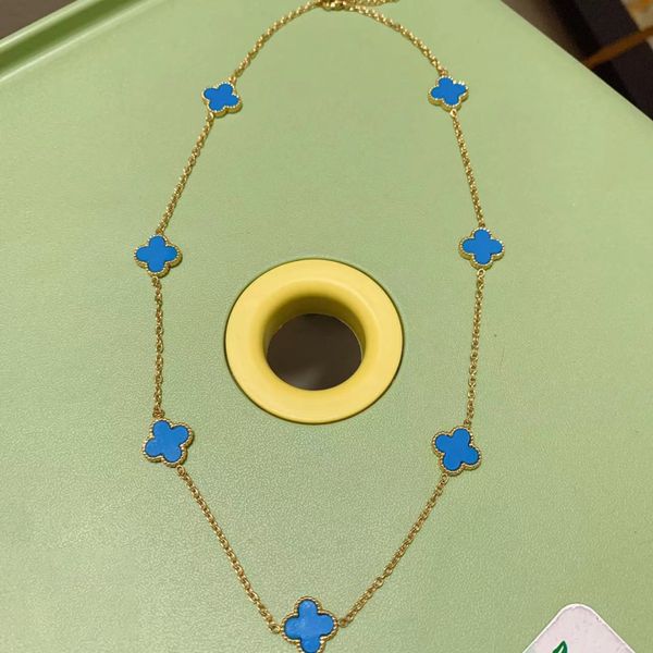 

fine design 7 clover pendant necklace gold plated jewelry for women gift, Silver