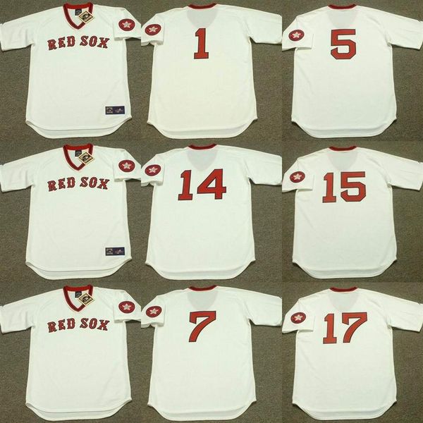 

boston 1 bernie carbo 5 denny doyle 7 rick burleson 14 jim rice 15 george scott 17 cecil cooper baseball jersey stitched2827, Black
