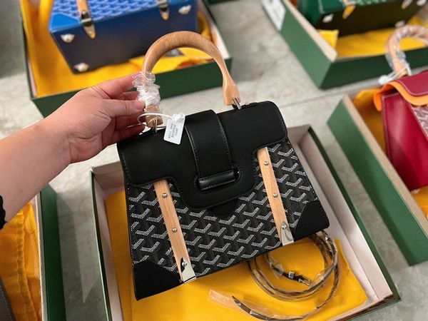 

luxury women shoulder bags designer bag sac saigon mini pvc leather wooden handle handbags fashion gift box packing clutch handbag