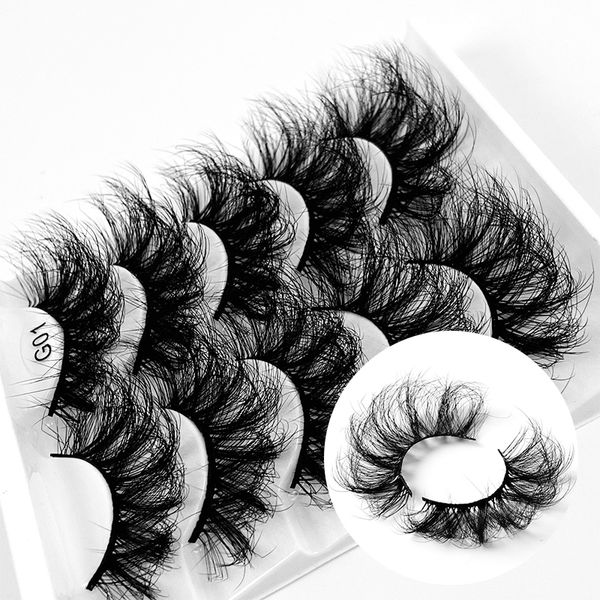 

new 5pairs eyelashes 25mm 8d fake lashes bulk faux with custom wispy natural mink eyelash wholesales makeup fluffy false eyelashes