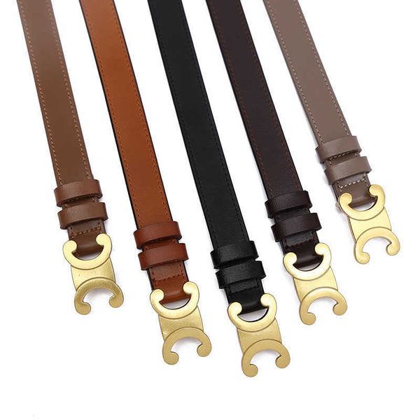 

belts 2022 women's c-button sewn cowhide belt with jeans skirt, Black;brown