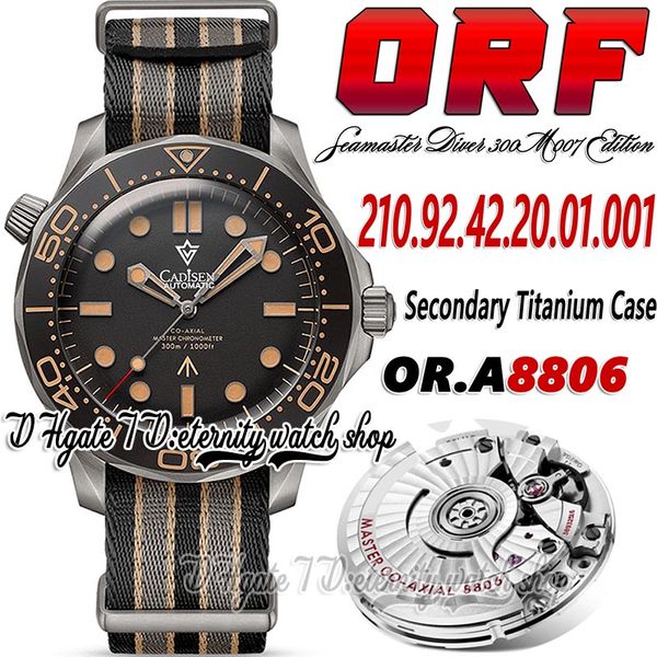 

orf 007 a8806 automatic mens watch or210.92.42.20.01.001 james bond no time to die ceramic bezel titanium case black dial stainless steel me, Slivery;brown