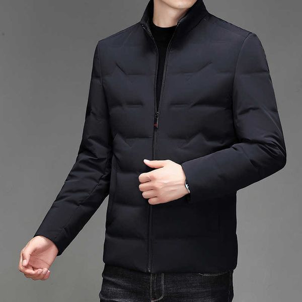 

winter new men's down jacket fashion brand stand collar high-end leisure trend warm thick coat men wear, Black