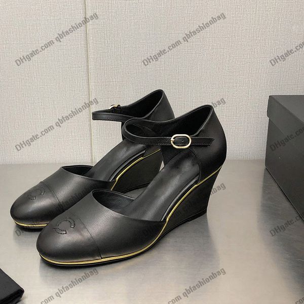 

sheepskin womens dress shoes wedge heels 6.5cm classic pumps and slingbacks loafers wedding shoe for party espadrilles classic black khaki l