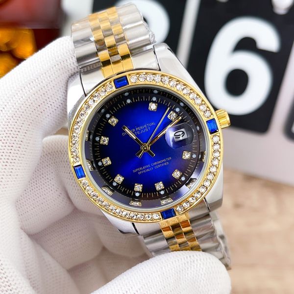 

designer diamond gold ring watch 31/40 fashion sapphire dial stainless steel strap waterproof watches automatic calendar couples style luxur, Slivery;brown