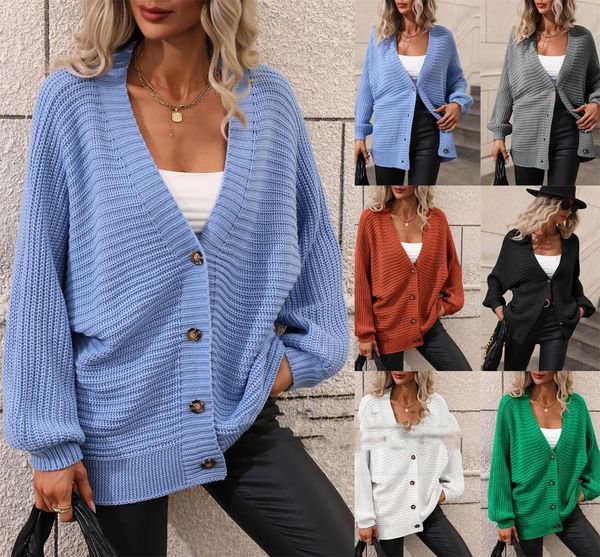 

women's knits knitted cardigan women winter sweater ladies v neck long sleeve female solid single breasted knitwear sueter feminino, White