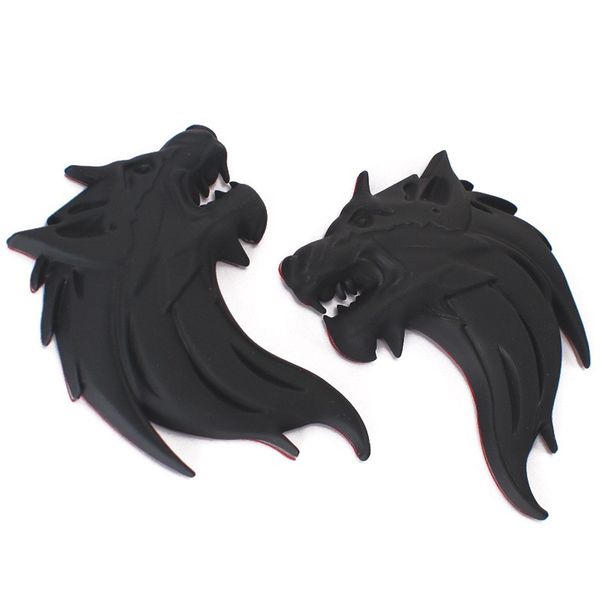 

pair 3d quality metal wolf head badge decals car motorcycle stickers
