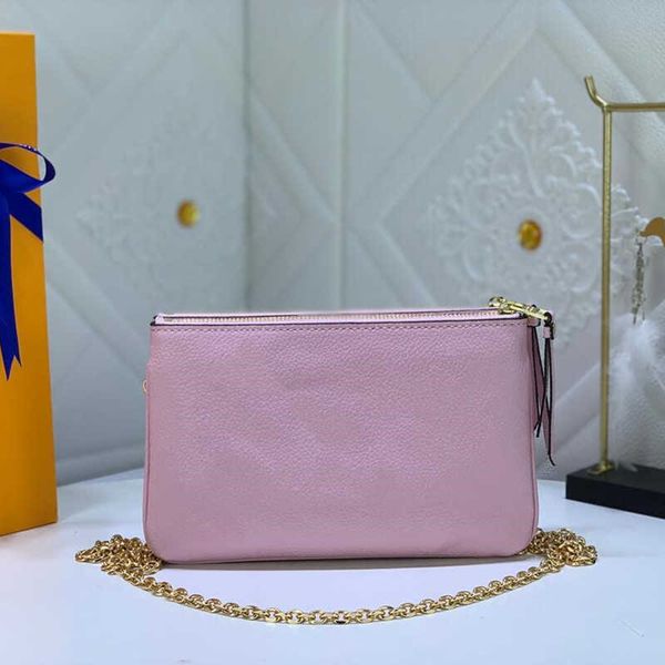 

double zip pochette women monograms bags canvas handbag leather embossed designer luxury shoulder with two zipped pockets bag nice