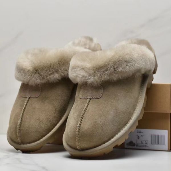 

Australia Slippers New Designer Women Winter Slides Australia Fur Letter Sandals Luxury Wool Indoor Fashion Booties Brand Flat Heel Outdoor Warm Flip Flops, Dark grey