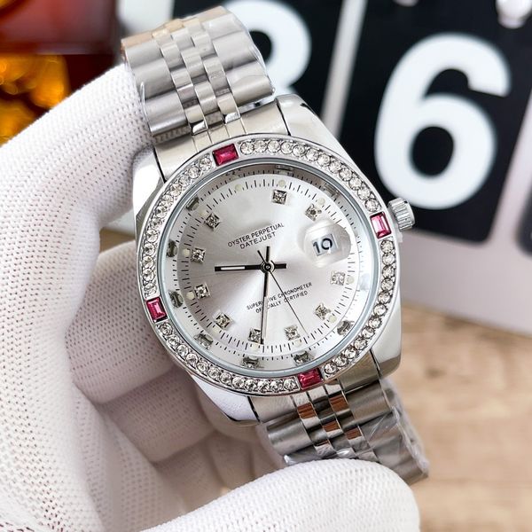 

designer classic silver watch 40mm mens and womens luxury diamonds watches stainless steel sapphire automatic calendar outdoors sport wristw, Slivery;brown