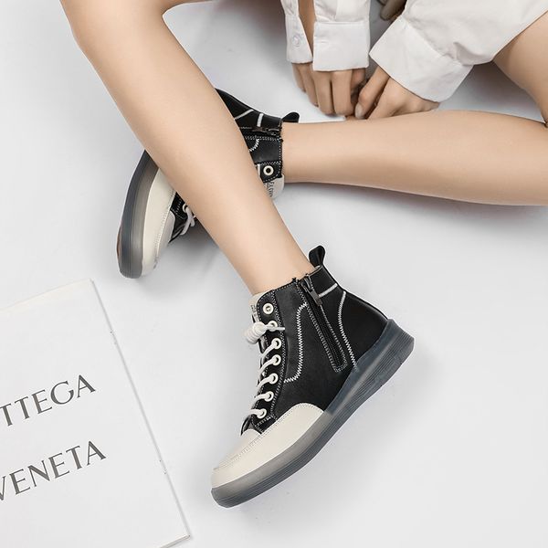 

designer women cowhide casual sports shoes gabardine classic canvas bowling sneakers brand white lady stylist trainers fashion classic thick, Black;white