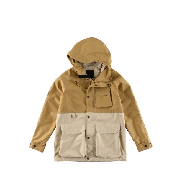 

2022 men's windbreaker autumn and winter hooded jacket cold patchwork zipper jacket, Black;brown