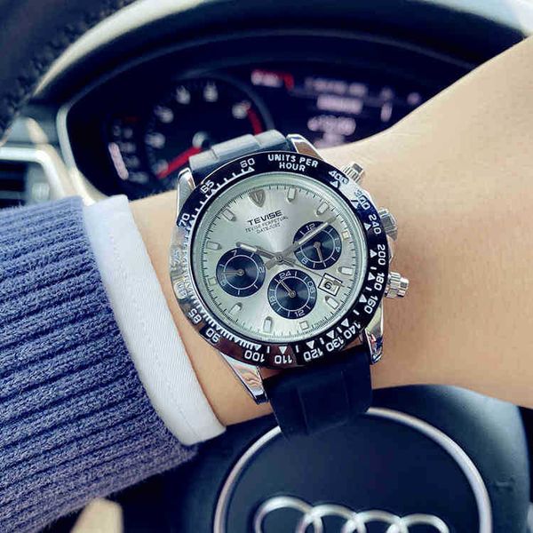 

business trend authentic full automatic green water ghost mechanical watch male and female students waterproof luminous daytonas hollow out, Slivery;brown