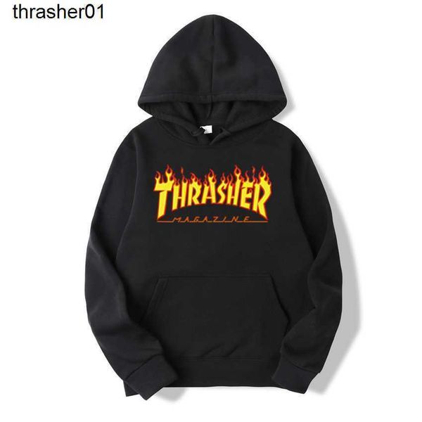 

men's hoodies desiger sweatshirts thrasher printed plush sweater men's couple fashion brand streetwear hooded, Black