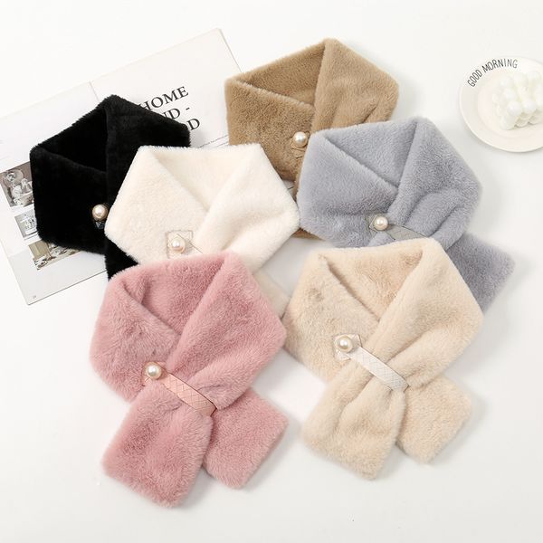 

6pcs winter keep warm plush scarf for women's fur collar fashion muffler, Blue;gray