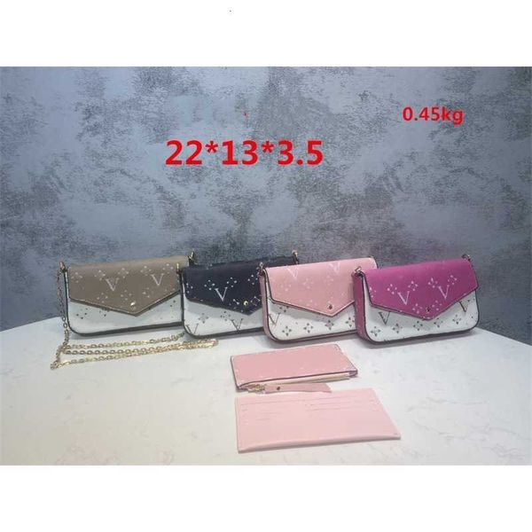 

flower chain totes purse 3 pcs/set women shoulder bags favorite pochette crossbody purses messenger handbags designer lady leather cross