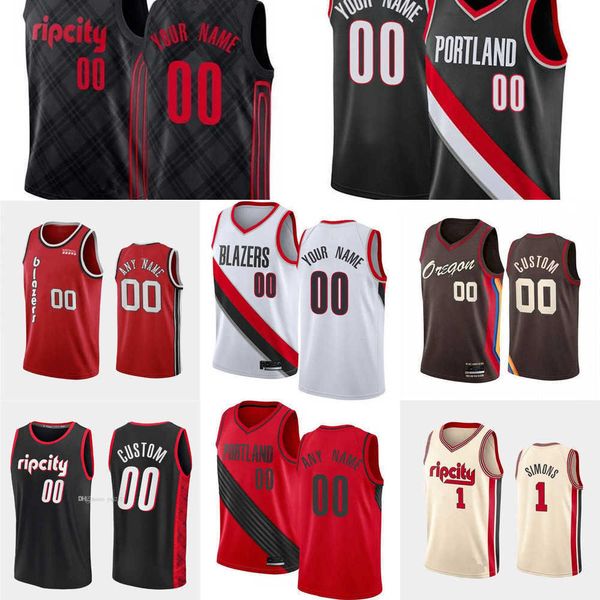 

basketball jerseys 75th custom men women youth portland''trail blazers''23 robert covington 1 anfernee simons 40 cody ze, Black;red