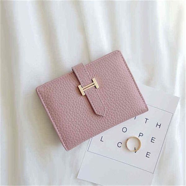 

genuine leather women's luxury design coin purse fashion short money bag ladies solid color card holder female wallet 2021 g22342, Red;black
