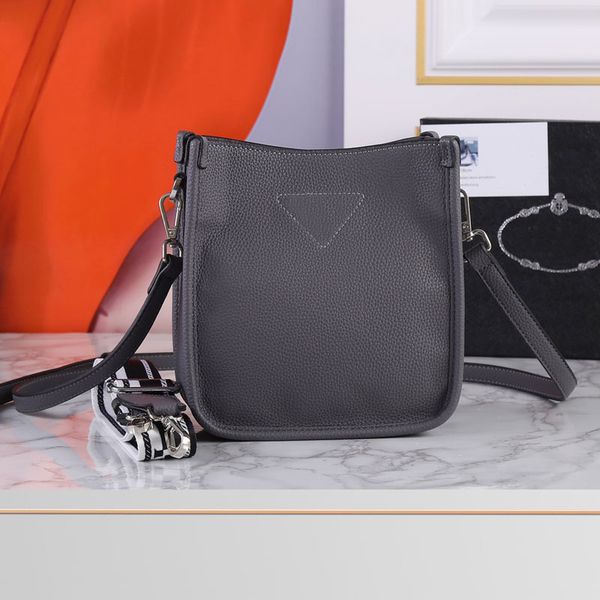 

mini shoulder bag genuine leather handbag crossbody bags metal triangle detachable adjustable embroidered woven strap silver hardware magnet
