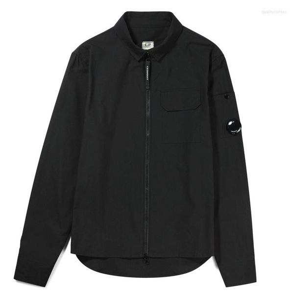 

shirts simple loose long lapel zipper cardigan shirt youth clothing, Black