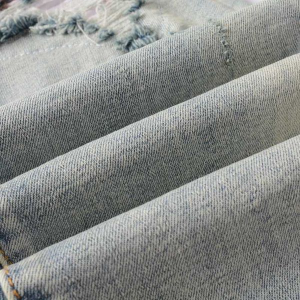 

men's jeans amirs designer fashion pants cool stylish leisure ripped brand casual hip hop high street worn washed ink color painting sl, Blue