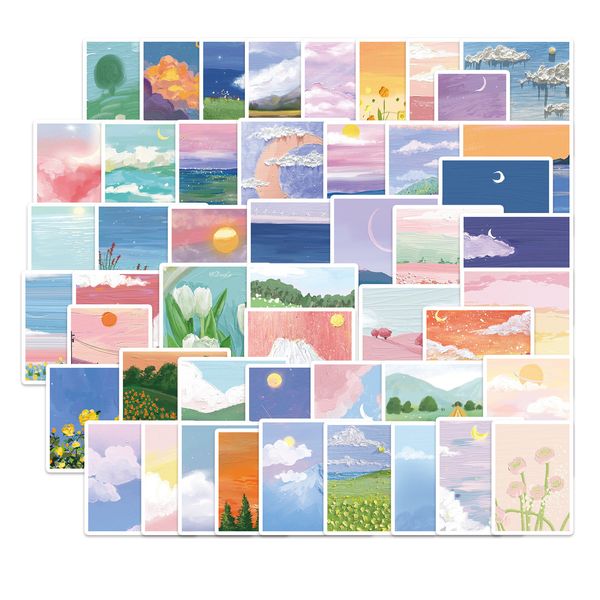 

50pcs cartoon oil painting waterproof stickers for lapscrapbooking phone case notebook car diy waterproof bike