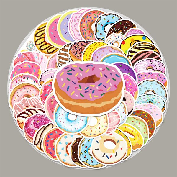 

50pcs wholesale donuts food cute catrtoon waterproof stickers pack for lapcar diy luggage suitcase skateboard decals